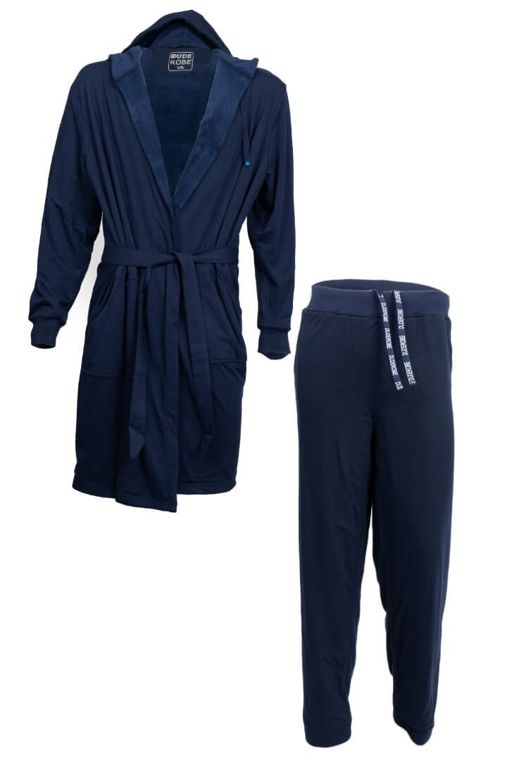 Men's Hooded Robe & Pants Combo, Luxury Loungewear