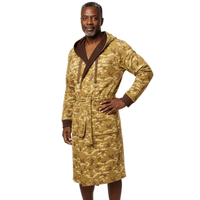 IndoorCamo™ Limited Edition DudeRobe on a man, embodying comfort and style for ultimate lounging.