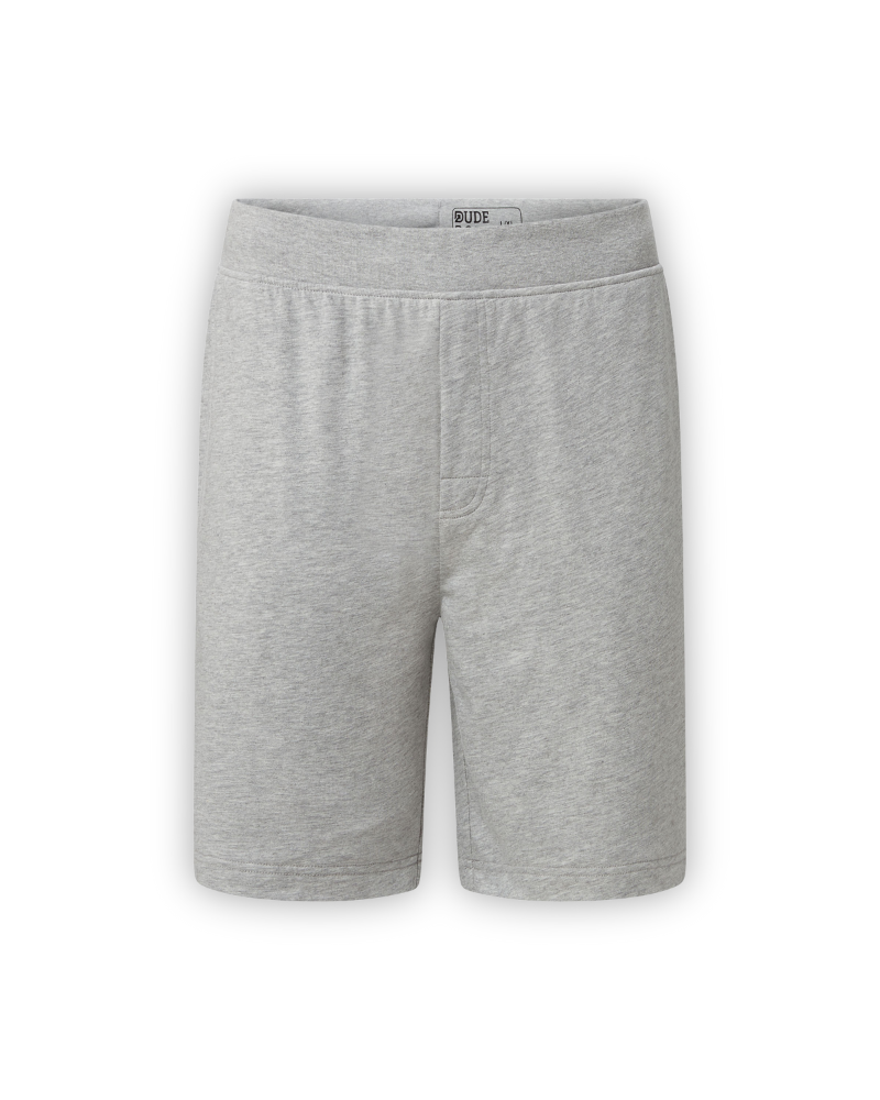 Luxury Men's Bathrobe & Shorts Combo - Comfortable grey shorts ideal for lounging and relaxation.