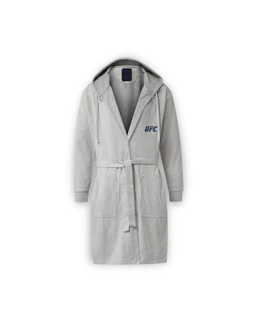 UFC DudeRobe in grey, featuring a hood and official UFC branding, ideal for comfortable fight nights, a must-have ufc merch.
