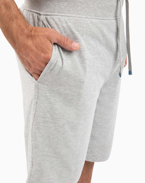 DudeShorts in light gray, featuring deep pockets, premium waistband, and soft towel lining for ultimate comfort.