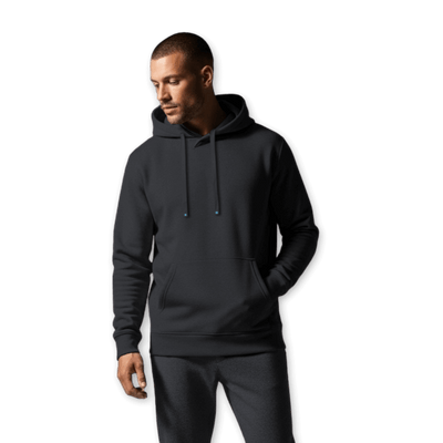 Reversible DudeHoodie in black, featuring kangaroo pocket and soft fabric; perfect reversible hoodie for men.