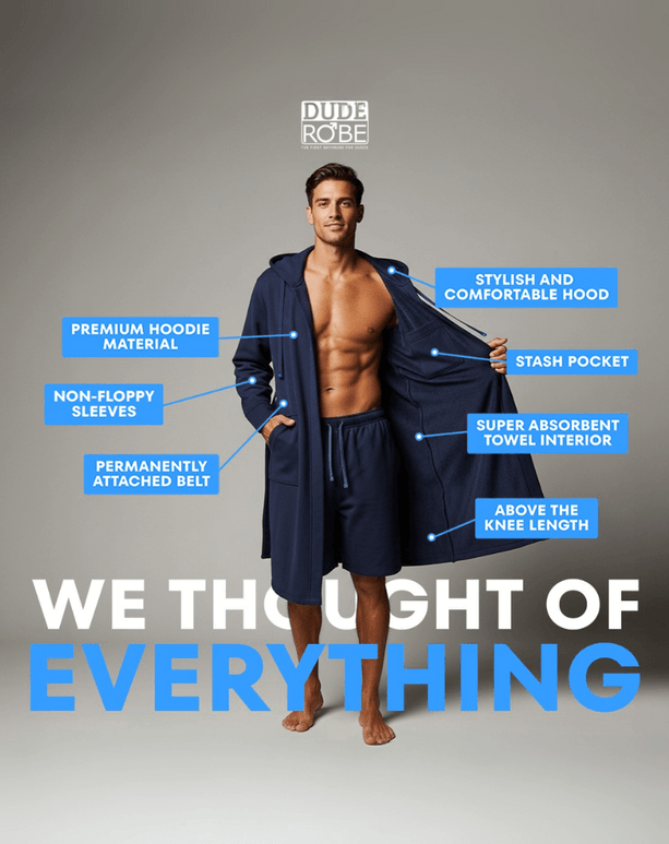 The DudeRobe - Men's Luxury Hooded Bathrobe