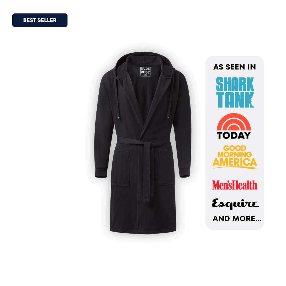 men's luxury dressing gown with hood DudeRobe Luxury Men's Hooded Bathrobe Black 2XL/3XL