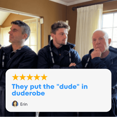 Three men wearing The DudeRobe showcasing modern mens hooded bathrobe style.