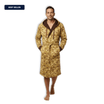 IndoorCamo™ Limited Edition DudeRobe in camo pattern, stylish and comfortable men's hooded bathrobe for lounging.
