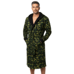 IndoorCamo™ Limited Edition DudeRobe in camo design, perfect men's hooded bathrobe for stealthy lounging.