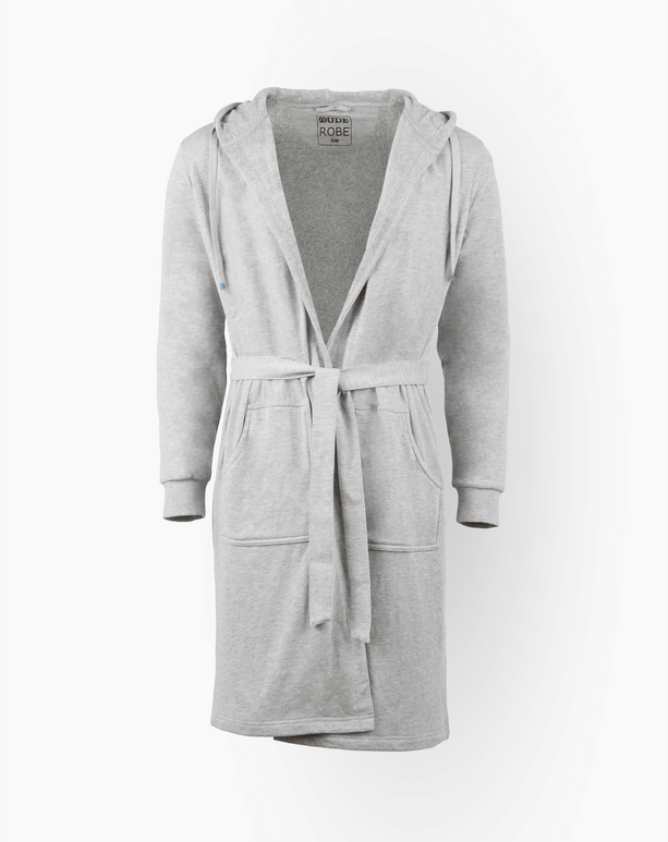 Stylish luxury kids hooded bathrobe in gray, perfect for lounging after a shower or relaxing at home.