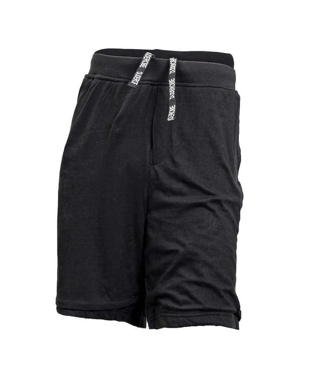 Luxury black shorts for men, part of the Ultimate Combo bathrobe set by DudeRobe, perfect for lounging.