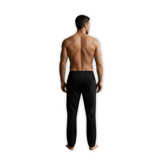 The Pants: Stylish black sweatpants men with deep pockets and comfortable waistband for active lifestyles.