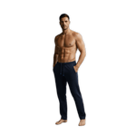 A fit man wearing black sweatpants men, showcasing the comfortable sweatpants with pockets that highlight The Pants.