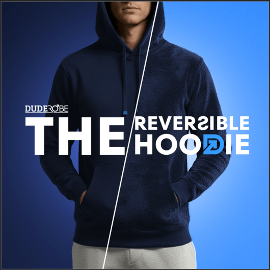 Reversible hoodie for men featuring a dual-sided design and stylish look.