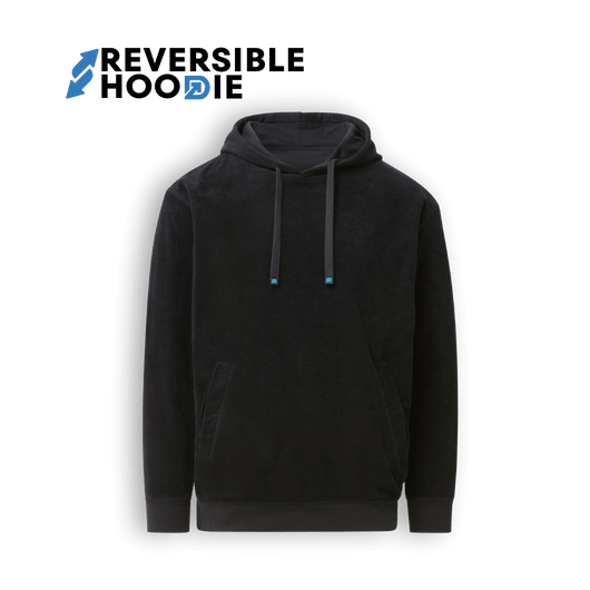 Reversible DudeHoodie, a versatile reversible hoodie for men with unique pocket styles and two distinct sides.