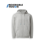 Reversible hoodie for men in gray, featuring two pocket styles and a stylish design, perfect for versatile looks.