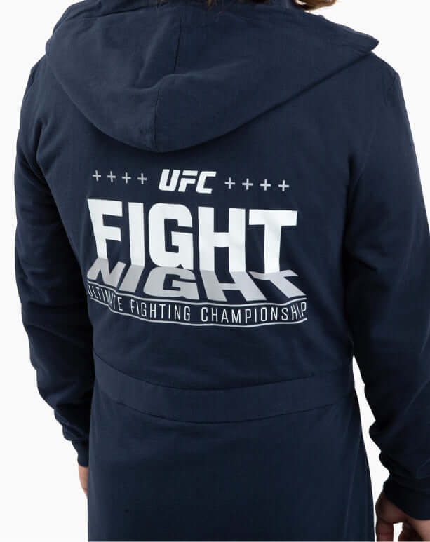 UFC DudeRobe in navy, showcasing 'Fight Night' logo, perfect for lounging or after a shower.