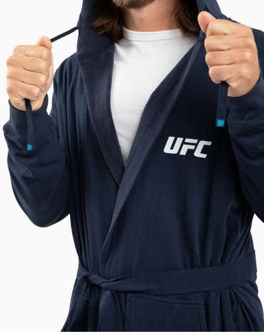 UFC DudeRobe - Navy, modern bathrobe with hood, perfect for lounging and relaxation.