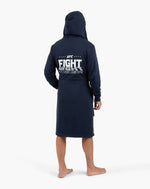 UFC DudeRobe in navy color, featuring hood and back design for ultimate comfort during fight night, part of ufc merch.
