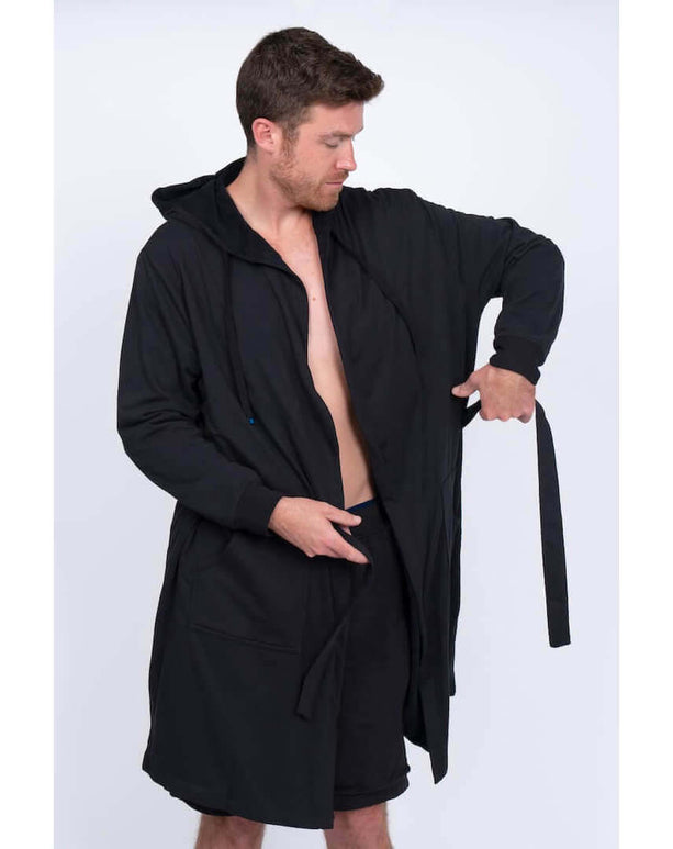 Stylish man wearing the Ultimate Combo DudeRobe, demonstrating its modern design and comfort.