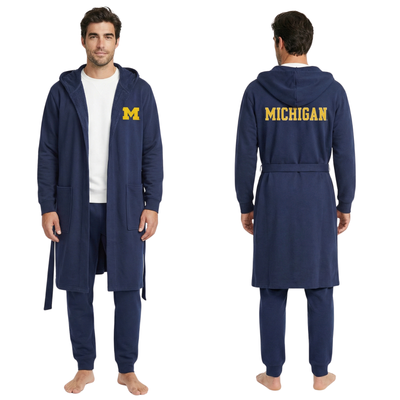 University of Michigan DudeRobe in navy with Michigan logo, representing university of michigan apparel and merchandise.