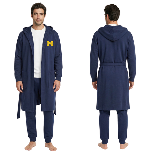 University of Michigan DudeRobe, officially licensed university of michigan apparel in navy blue.