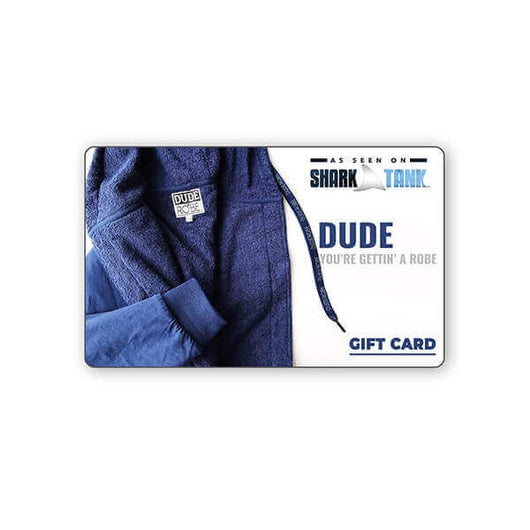 DudeRobe gift card showcasing a cozy robe, ideal for gifting and without shipping delays. Perfect gift card choice!